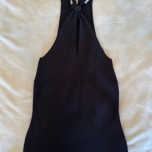 Johnathan Simkhai Black Ribbed Halter Top